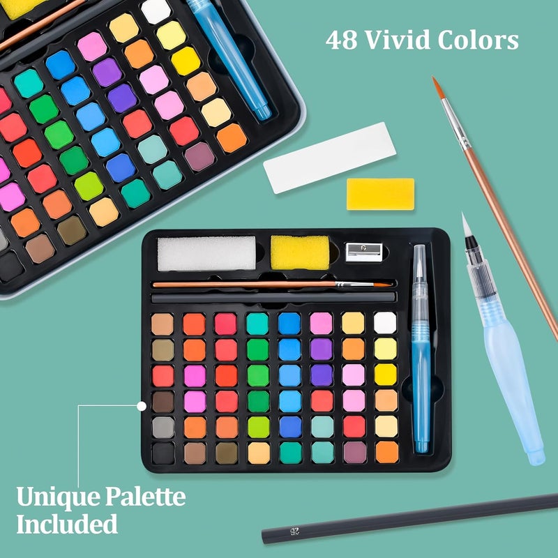 Casleevf Valentines Day Gifts for Kids Watercolor Paint - Water Color Paint Adult Sets for Kids Boys Girls Teens Water Colors Paint Palette Stocking Stuffers Christmas Arts and Crafts Art Supplies Travel Mini Watercolor Set - Image 4